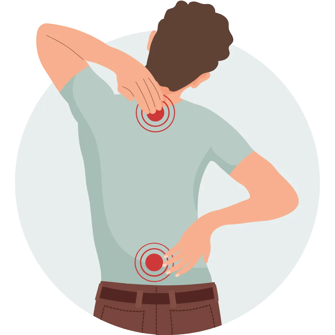 back pain cartoon style image